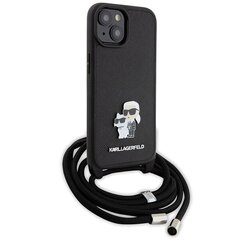 Karl Lagerfeld KLHCP15MSAKCPSK iPhone 15 Plus 6.7" hardcase czarny|black Crossbody Saffiano Metal Pin Karl & Choupette цена и информация | Чехлы для телефонов | pigu.lt