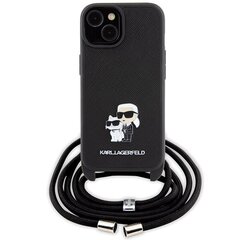 Karl Lagerfeld KLHCP15MSAKCPSK iPhone 15 Plus 6.7" hardcase czarny|black Crossbody Saffiano Metal Pin Karl & Choupette цена и информация | Чехлы для телефонов | pigu.lt