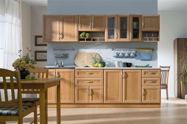Virtuvinių spintelių komplektas Wanilia, rudos/smėlio spalvos kaina ir informacija | Virtuvės baldų komplektai | pigu.lt