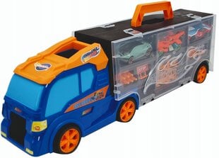 Грузовик Hot Wheels + 3 автомобиля и дорожные аксессуары цена и информация | Игрушки для мальчиков | pigu.lt