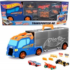 Грузовик Hot Wheels + 3 автомобиля и дорожные аксессуары цена и информация | Игрушки для мальчиков | pigu.lt