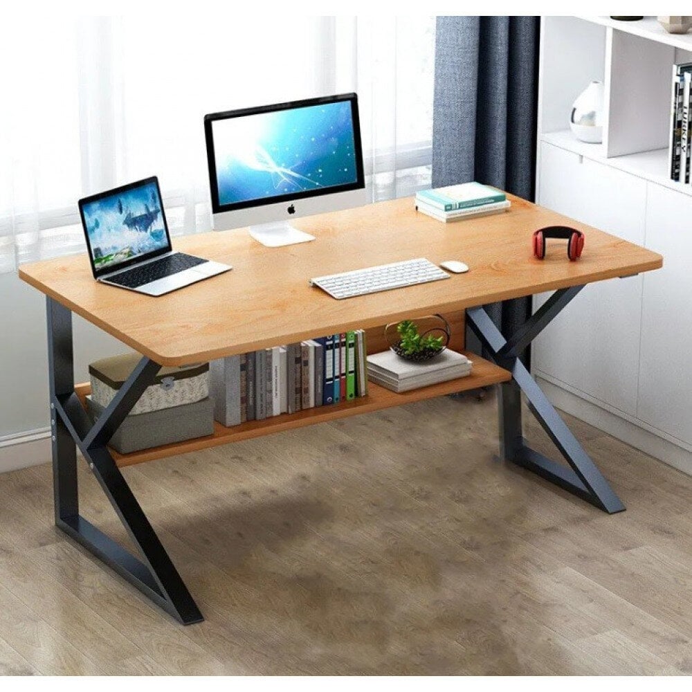 Kompiuterio stalas su lentyna eCarla, 80x40cm, ruda цена и информация | Kompiuteriniai, rašomieji stalai | pigu.lt