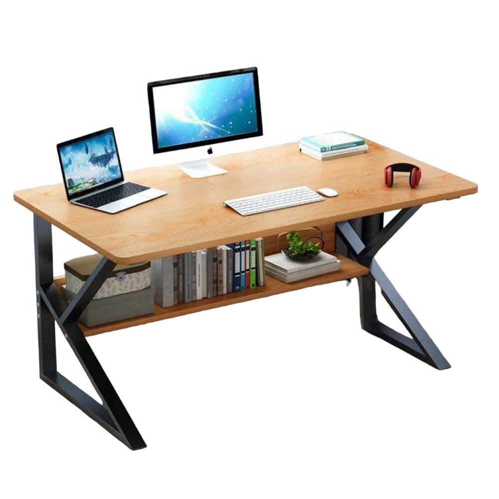 Kompiuterio stalas su lentyna eCarla, 80x40cm, ruda цена и информация | Kompiuteriniai, rašomieji stalai | pigu.lt