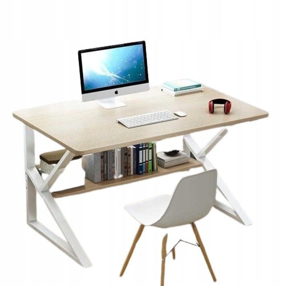 Kompiuterio stalas su lentyna eCarla, 80x40cm, ruda kaina ir informacija | Kompiuteriniai, rašomieji stalai | pigu.lt
