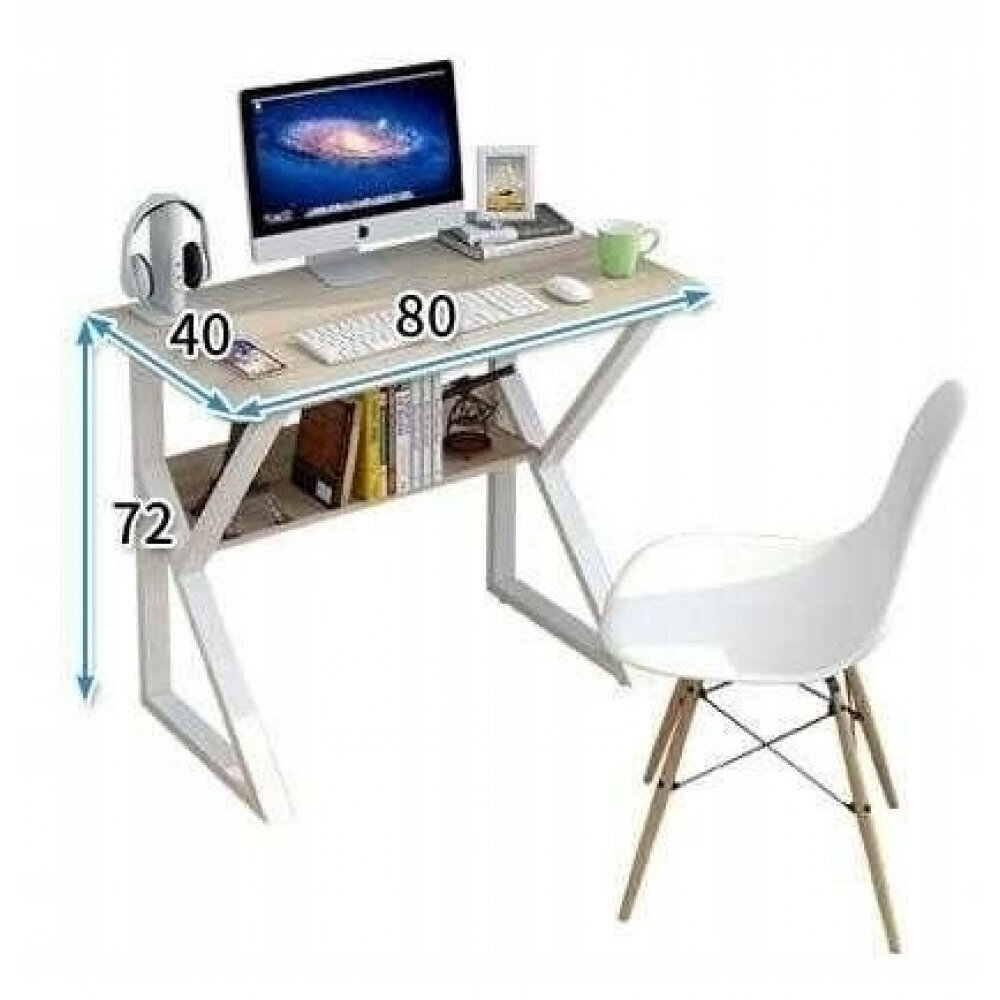 Kompiuterio stalas su lentyna eCarla, 80x40cm, juodas kaina ir informacija | Kompiuteriniai, rašomieji stalai | pigu.lt