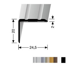 Алюминиевый профиль для отделки углов BEST 235 SK, Kuberit, 270 cм, цвета нержавеющей стали цена и информация | Профили соединения | pigu.lt