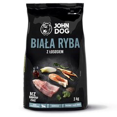 John Dog Premium su balta žuvis ir lašiša, 3 kg kaina ir informacija | Sausas maistas šunims | pigu.lt