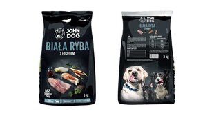John Dog Premium su balta žuvis ir lašiša, 3 kg kaina ir informacija | Sausas maistas šunims | pigu.lt