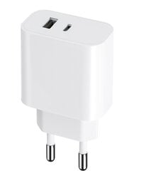 Maxlife MXTC-06 PD QC charger 1x USB-C 1x USB 20W white цена и информация | Адаптеры, USB-разветвители | pigu.lt