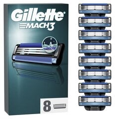 Skustuvo galvutės Gillette MACH3, 8 vnt. цена и информация | Косметика и средства для бритья | pigu.lt