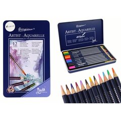 Akvarelinių pieštukų rinkinys metalinėje dėžutėje Lean, 12vnt. kaina ir informacija | Piešimo, tapybos, lipdymo reikmenys | pigu.lt