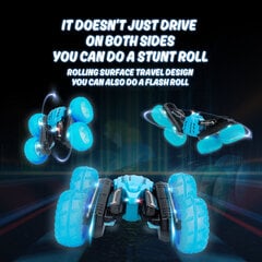 RC triukinis automobilis su LED apšvietimu ir 3D teksto projektoriumi Tornado Stunt Car kaina ir informacija | Žaislai berniukams | pigu.lt