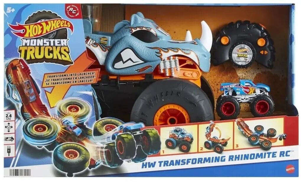 Mašinėlė-transformeris Hot Wheels RC Monstertrucks Transforming Rhinomite цена и информация | Žaislai berniukams | pigu.lt