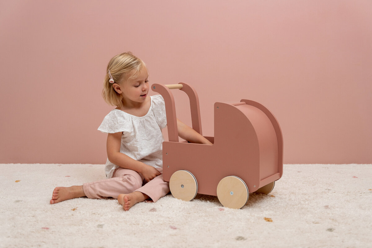 Medinis lėlių vežimėlis Little Dutch kaina ir informacija | Žaislai mergaitėms | pigu.lt