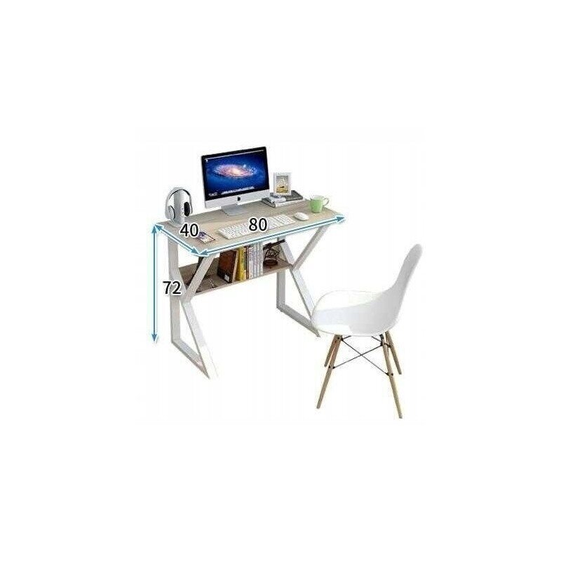 Kompiuterio stalas su lentyna, 80x40x72 cm, šviesiai rudas kaina ir informacija | Kompiuteriniai, rašomieji stalai | pigu.lt