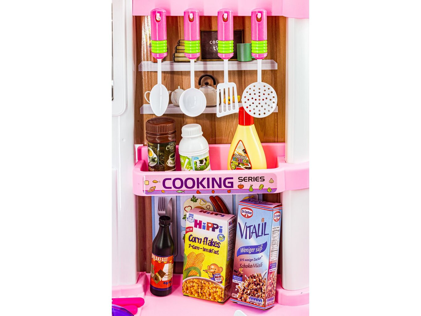Žaislinė virtuvėlė su maistu ir virtuvės reikmenimis bei priedais, rožinė kaina ir informacija | Žaislai mergaitėms | pigu.lt