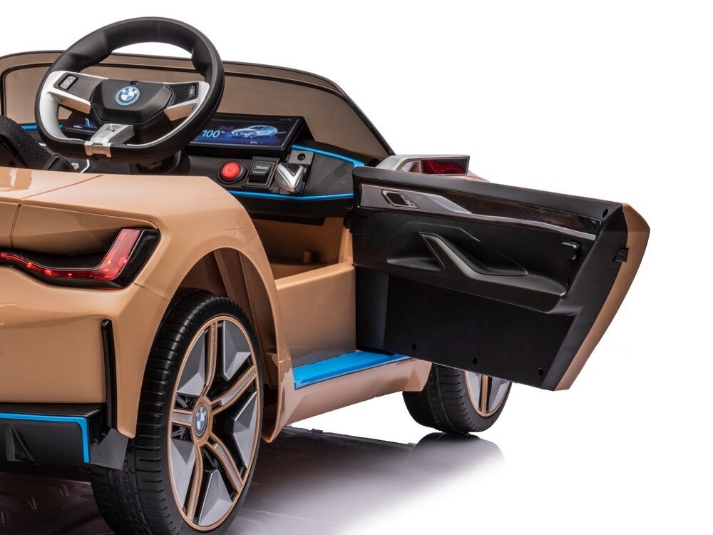 Vienvietis elektromobilis vaikams BMW i4, rudas kaina ir informacija | Elektromobiliai vaikams | pigu.lt