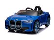 Vienvietis elektromobilis vaikams BMW i4, mėlynas kaina ir informacija | Elektromobiliai vaikams | pigu.lt
