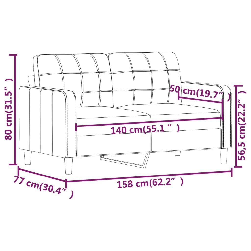 Sofa vidaXL, ruda kaina ir informacija | Sofos | pigu.lt