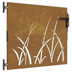 vidaXL Sodo vartai, 85x75cm, corten plienas, žolės dizaino kaina ir informacija | Tvoros ir jų priedai | pigu.lt