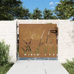 vidaXL Sodo vartai, 85x75cm, corten plienas, žolės dizaino kaina ir informacija | Tvoros ir jų priedai | pigu.lt