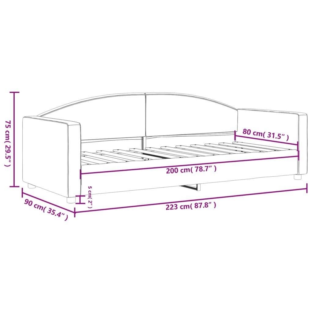 Sofa-lova vidaXL, 80x200 cm, smėlio spalvos kaina ir informacija | Lovos | pigu.lt