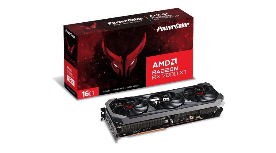 PowerColor Red Devil AMD Radeon RX 7800 XT (RX 7800 XT 16G-E/OC) kaina ir informacija | Vaizdo plokštės (GPU) | pigu.lt