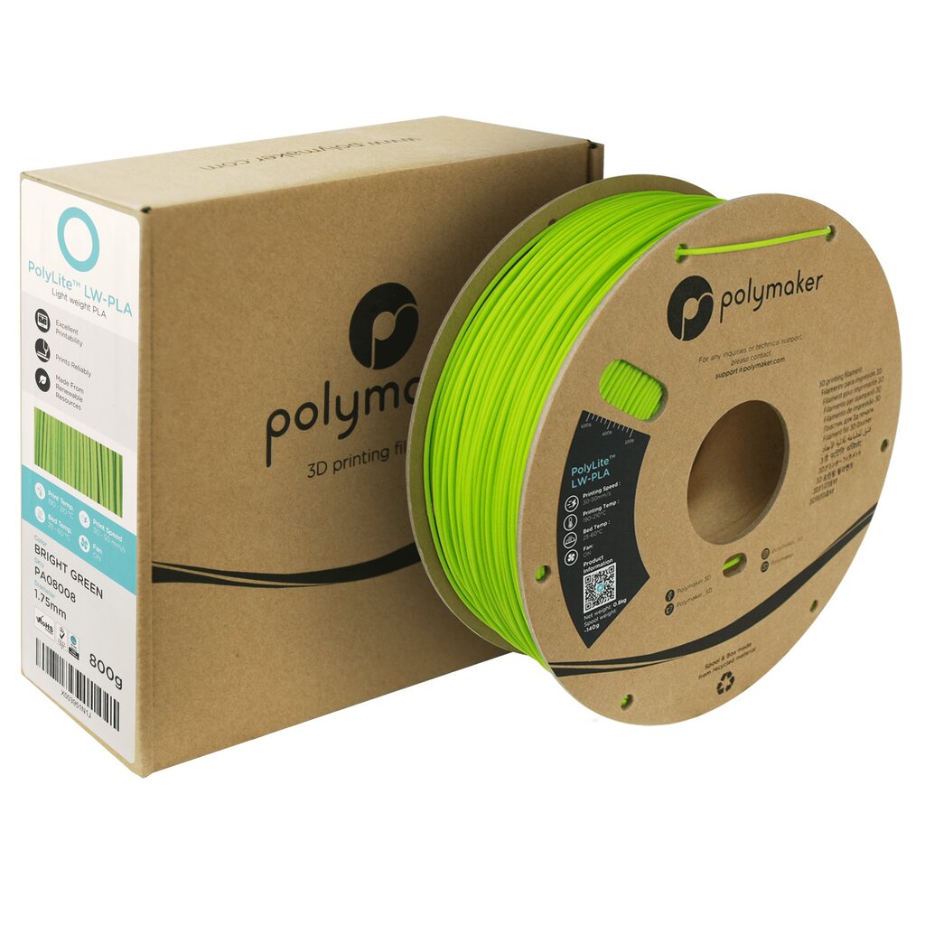 3D spausdinimo siūlas Polymaker PolyLite LW-PLA PRM-11443 kaina ir informacija | Išmanioji technika ir priedai | pigu.lt