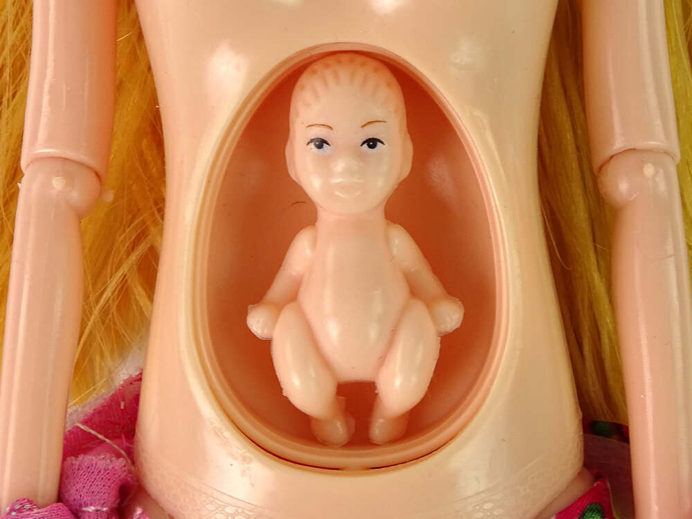 Nėščia lėlė su kūdikiu gėlėta suknele kaina ir informacija | Žaislai mergaitėms | pigu.lt