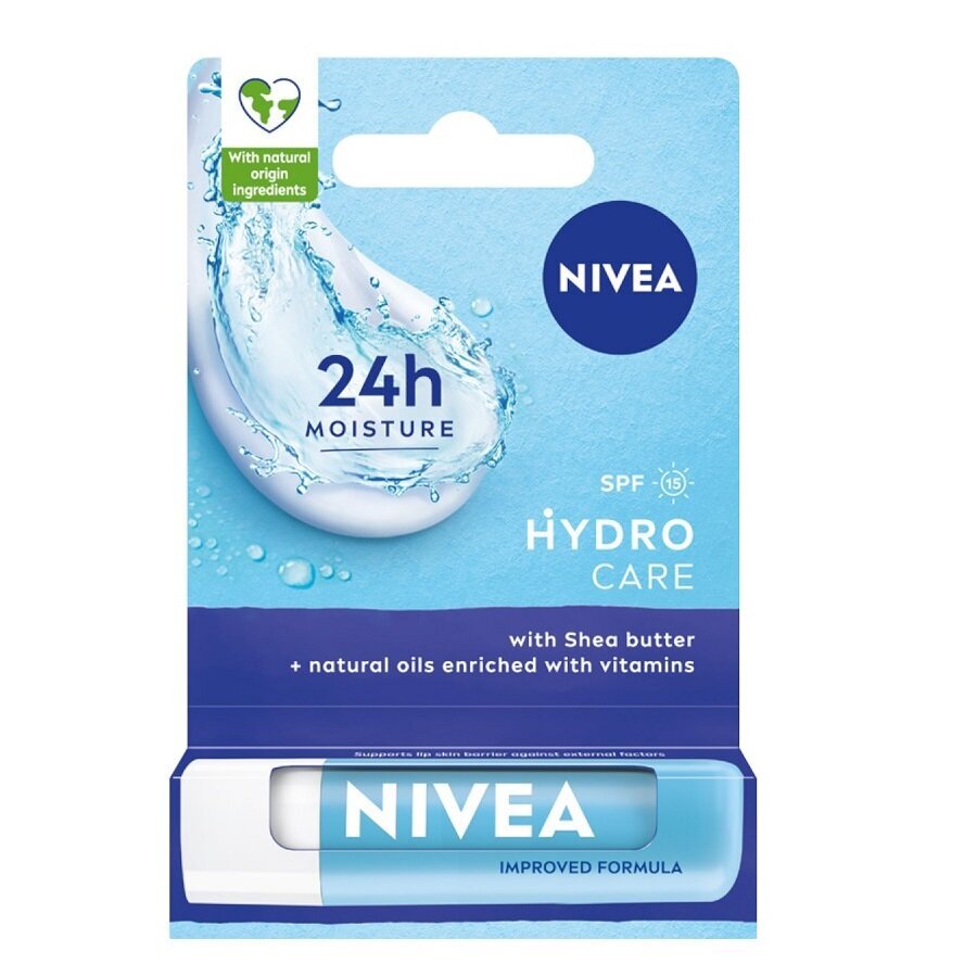 Lūpų balzamas Nivea Hydro Care, 4,8g цена и информация | Lūpų dažai, blizgiai, balzamai, vazelinai | pigu.lt