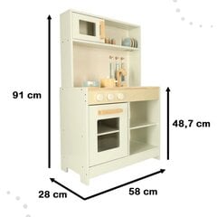 Medinė vaikiška virtuvėlė su priedais, 58x28x91cm kaina ir informacija | Žaislai mergaitėms | pigu.lt