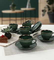 Keramika puodelių ir lėkštučių rinkinys, 12 dalių kaina ir informacija | Taurės, puodeliai, ąsočiai | pigu.lt