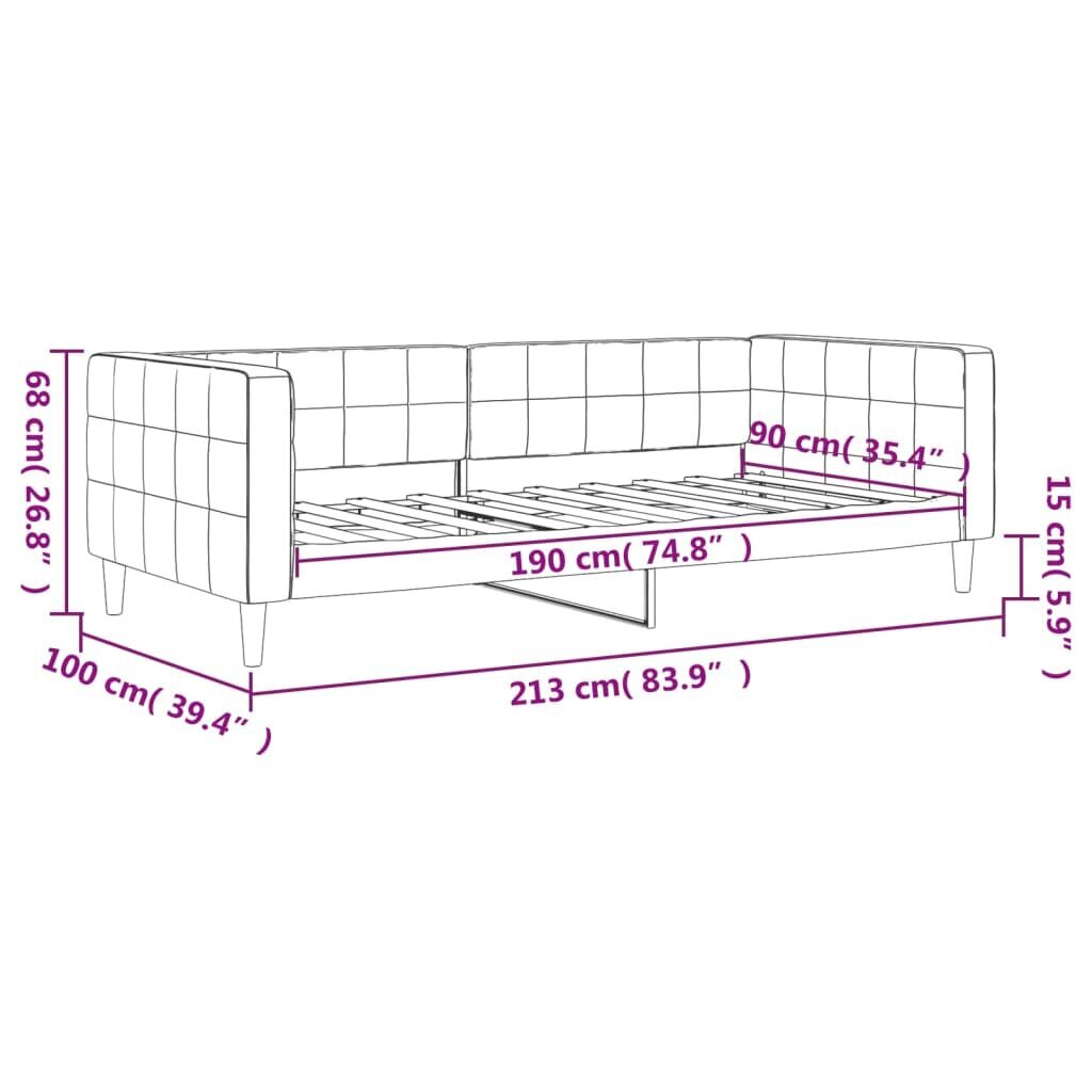 Sofa-lova vidaXL, 90x190 cm, juoda kaina ir informacija | Lovos | pigu.lt