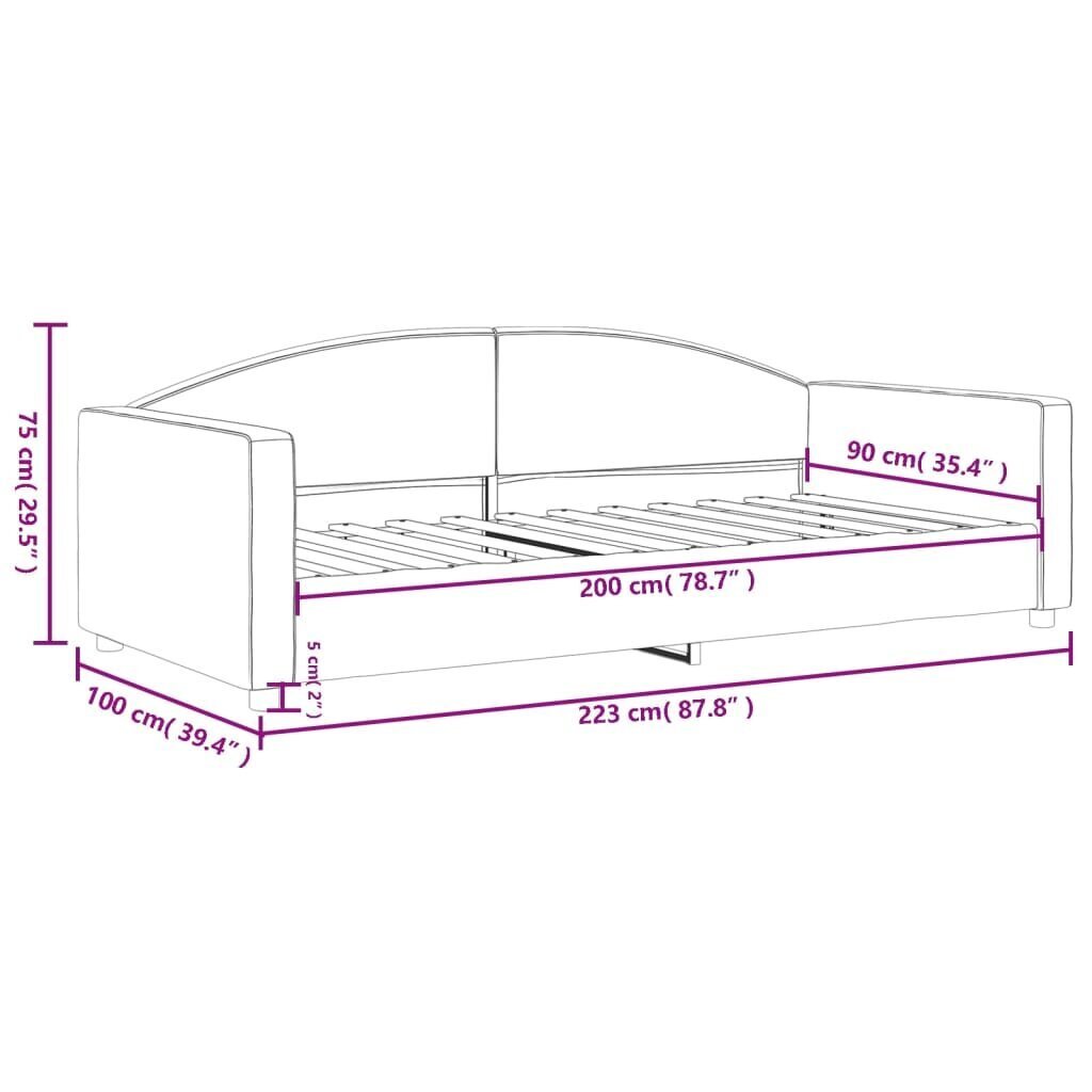 Sofa-lova vidaXL, 90x200 cm, juoda kaina ir informacija | Lovos | pigu.lt