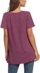 Женская повседневная футболка AUSELILY, короткие рукава, V-образный вырез, светло-фиолетовая цена и информация | Футболка женская | pigu.lt
