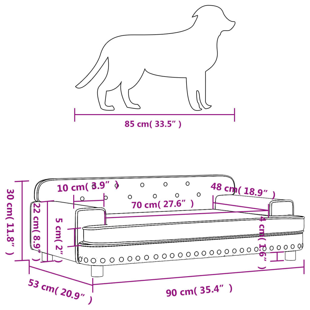 Dirbtinės odos lova šunims VidaXL, 90x53x30 cm kaina ir informacija | Guoliai, pagalvėlės | pigu.lt