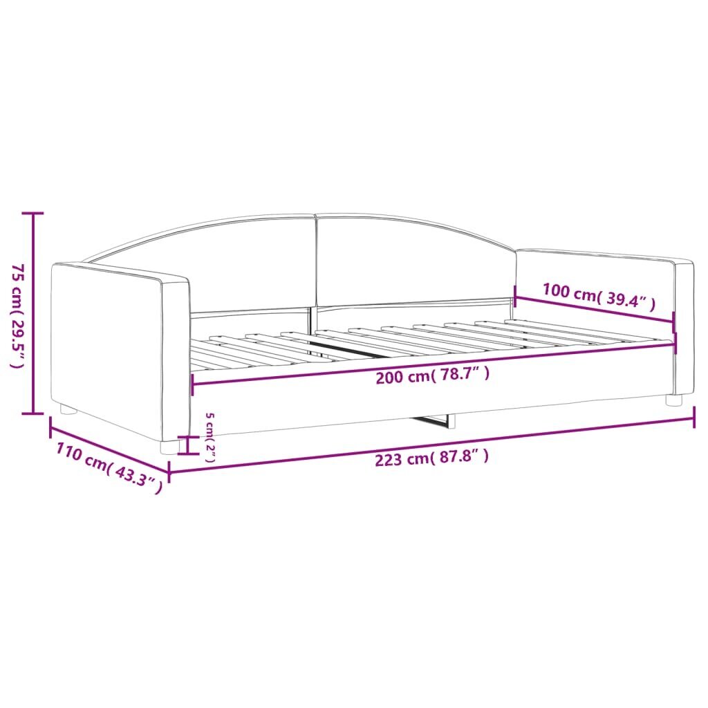 Sofa-lova vidaXL, 100x200 cm, pilka kaina ir informacija | Lovos | pigu.lt