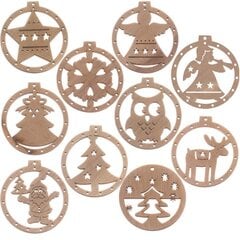 Деревянные игрушки на ёлку, 10 шт. цена и информация | Рождественские украшения | pigu.lt