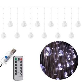108 LED USB lempos užuolaidos – šaltai baltos spalvos цена и информация | Girliandos | pigu.lt