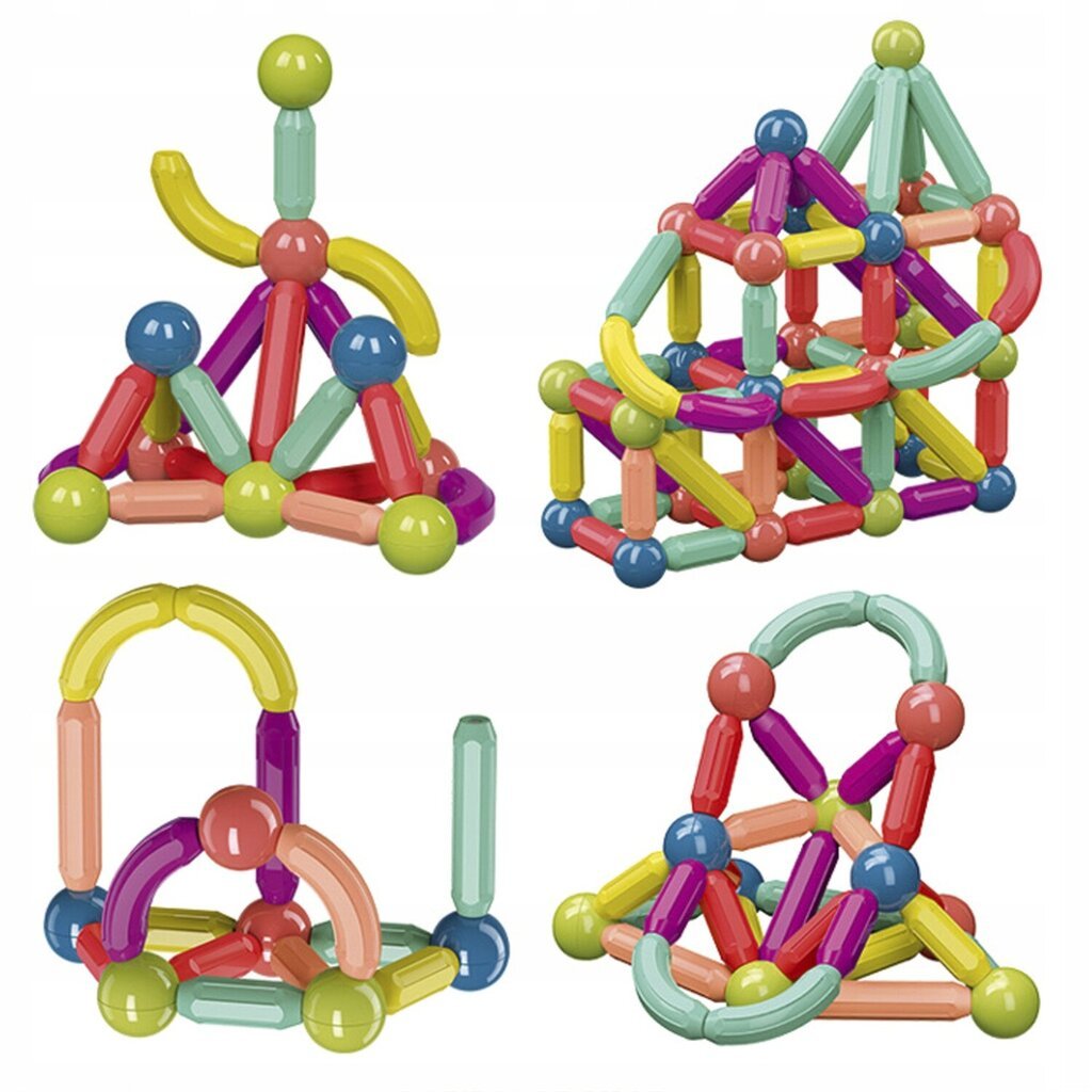 Magnetinių blokelių rinkinys, 100 vnt. kaina ir informacija | Konstruktoriai ir kaladėlės | pigu.lt