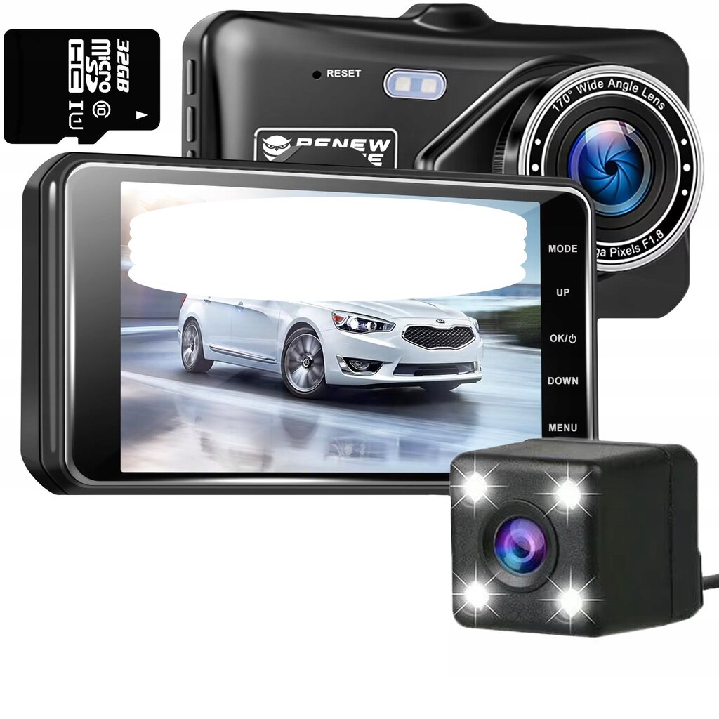 Automobilinis vaizdo registratorius su HD atbulinės eigos kamera kaina ir informacija | Vaizdo registratoriai | pigu.lt