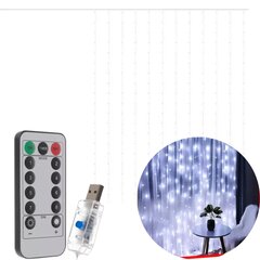 Šviesos užuolaidos 300 LED USB - šalta balta kaina ir informacija | Girliandos | pigu.lt