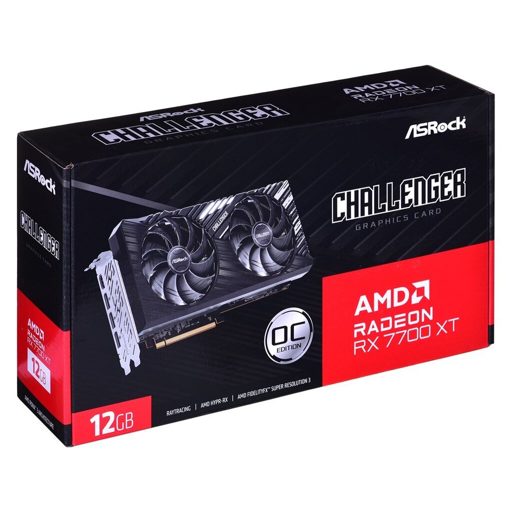 ASRock AMD Radeon RX 7700 XT Challenger 12GB OC (RX7700XT CL 12GO) kaina ir informacija | Vaizdo plokštės (GPU) | pigu.lt