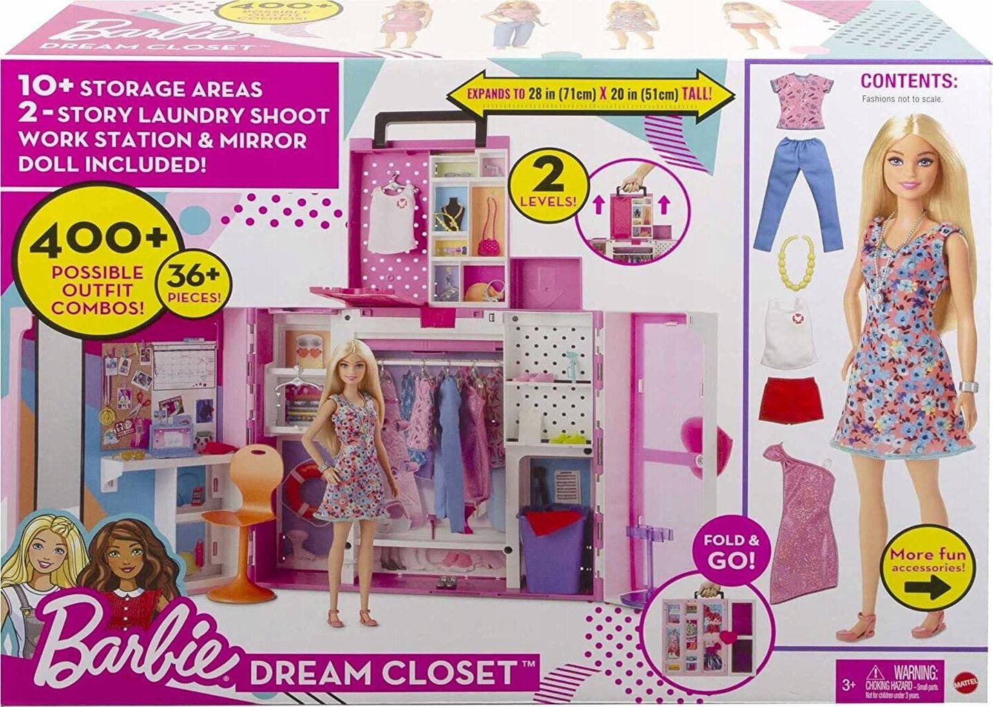 Barbie drabužių spinta su lėle ir 36 priedais Barbie HGX57 kaina ir informacija | Žaislai mergaitėms | pigu.lt