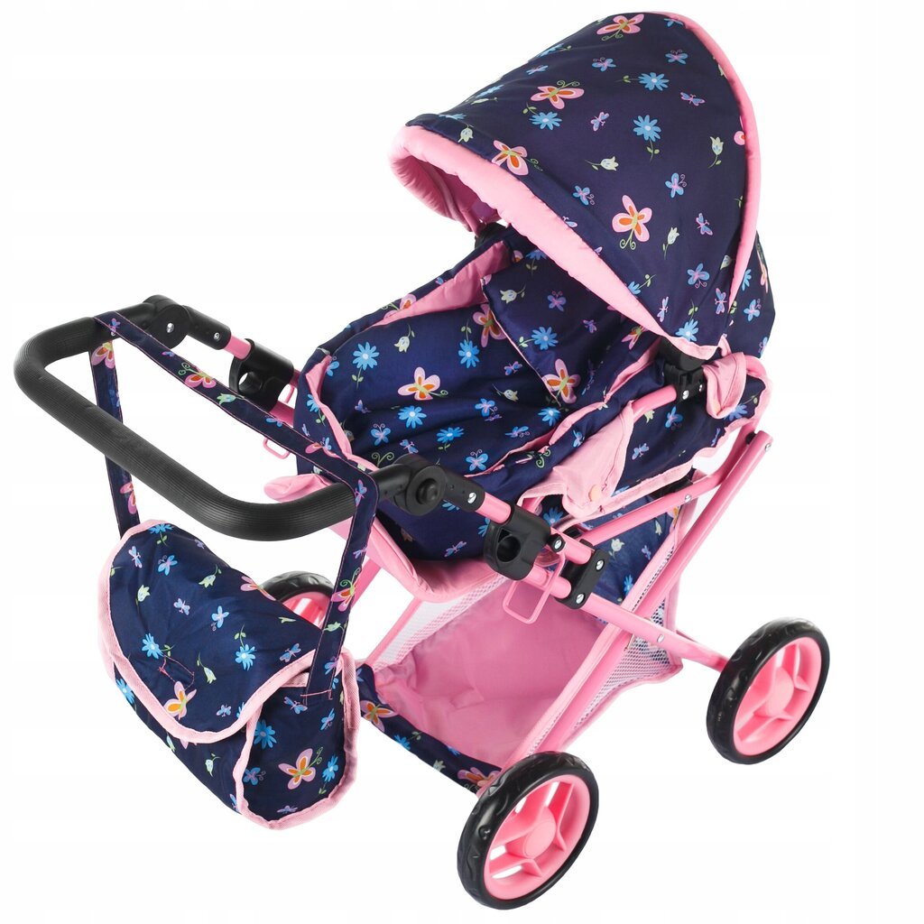 Lėlių vežimėlis 3in1 Kinderplay, mėlynas/rožinis kaina ir informacija | Žaislai mergaitėms | pigu.lt