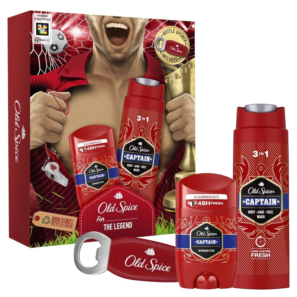 Dovanų rinkinys vyrams Old Spice Footballer: pieštukinis dezodorantas 50 ml + dušo želė 250 ml + atidarytuvas. цена и информация | Dezodorantai | pigu.lt