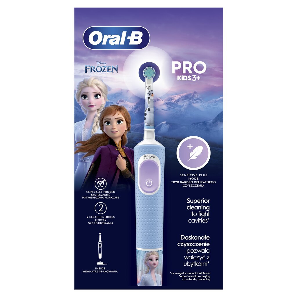 Oral-B Vitality Pro Kids 3+ Frozen цена и информация | Elektriniai dantų šepetėliai | pigu.lt