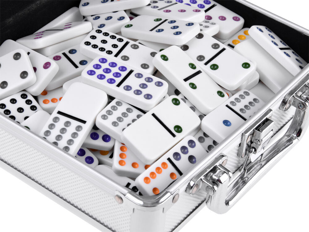 Stalo žaidimas Domino, metaliniame dėkle kaina ir informacija | Stalo žaidimai, galvosūkiai | pigu.lt