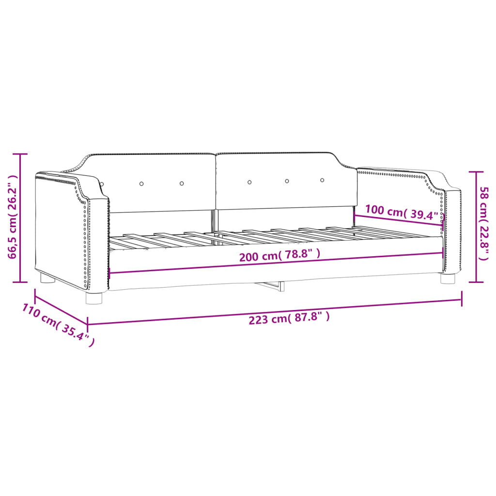 Sofa-lova vidaXL, 100x200 cm, pilka kaina ir informacija | Lovos | pigu.lt