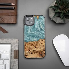 Bewood Unique Uranus wood and resin case for iPhone 14 - blue and white цена и информация | Чехлы для телефонов | pigu.lt